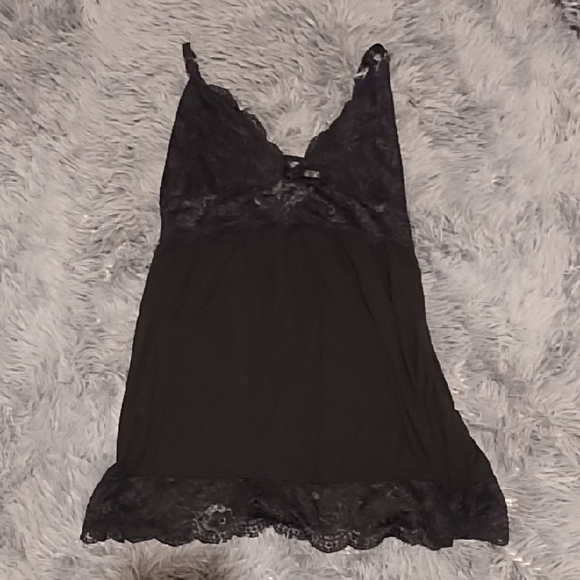 Victoria's Secret Black Lace Trim Chemise